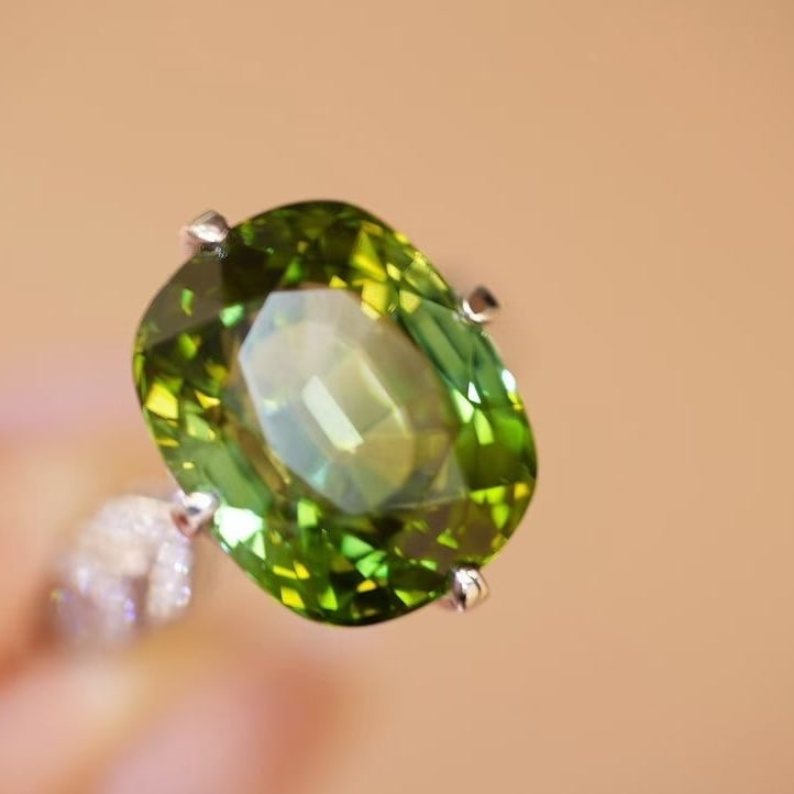 14k Gold 13.8 Ct Natural Tourmaline & Diamond Ring - 4