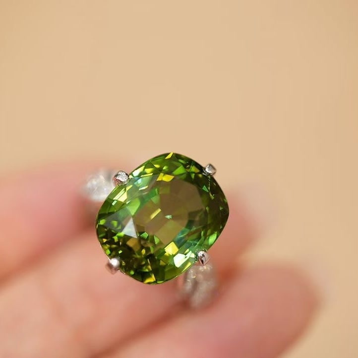 14k Gold 13.8 Ct Natural Tourmaline & Diamond Ring - 5