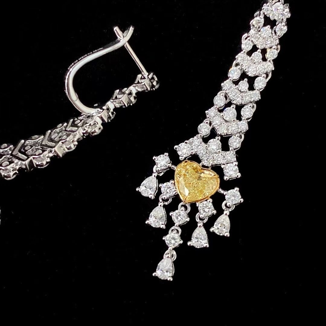 14k Gold 2.71 Ctw Natural Yellow Diamond & Diamond Earrings - 3