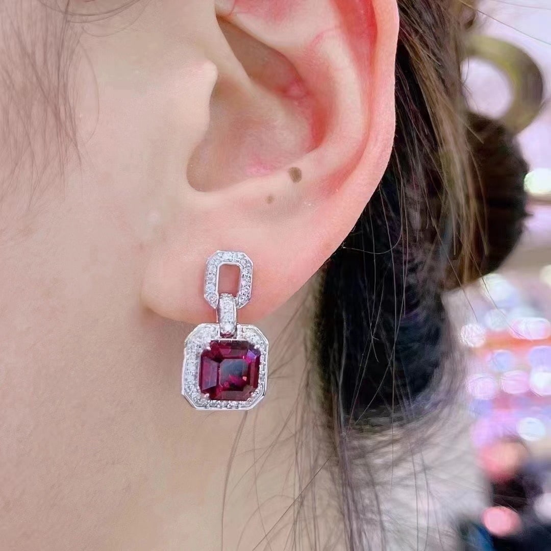 14k Gold 5.78 Ct Natural Tourmaline & Diamond Earrings - 4