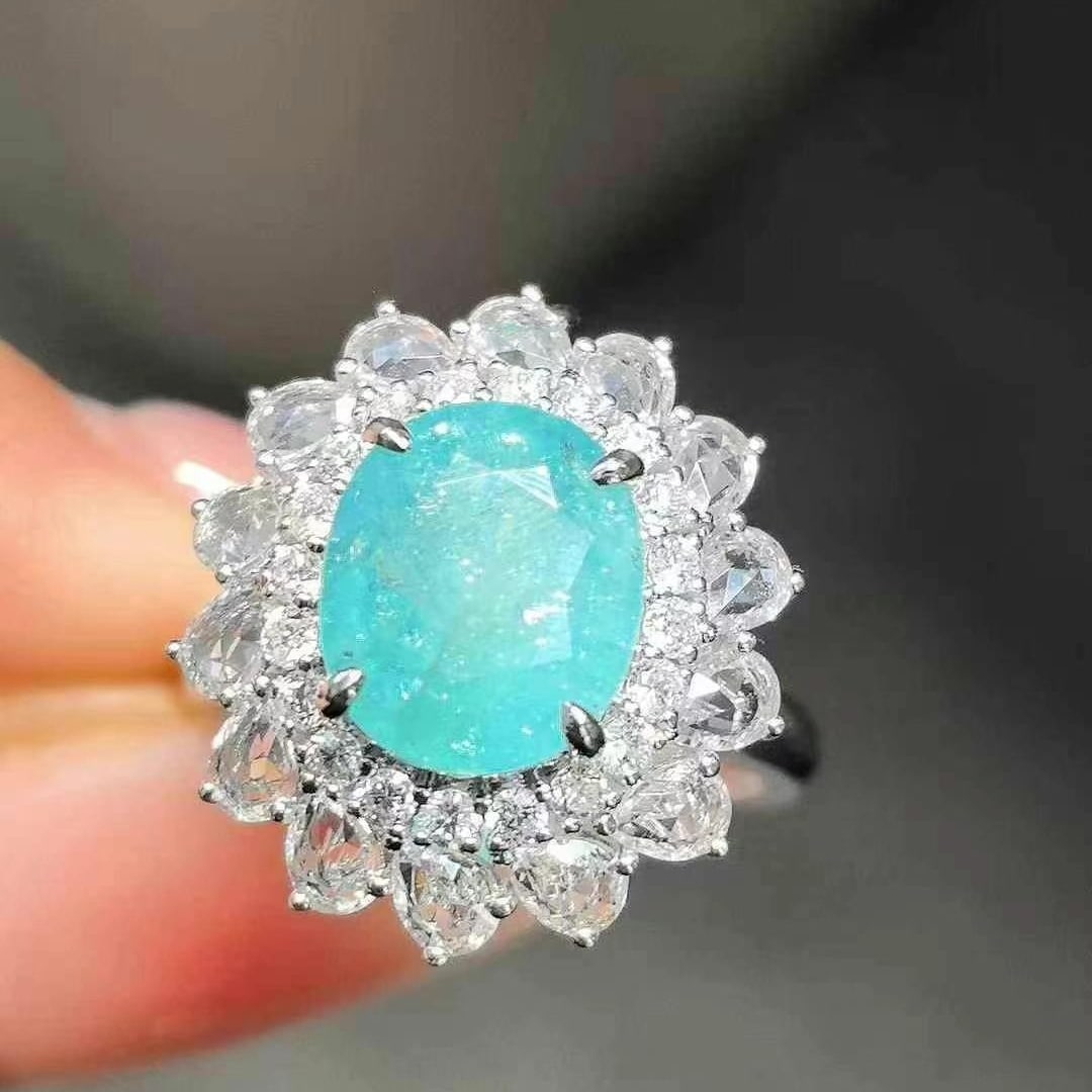 14k Gold 4.24 Ctw Natural Paraiba Tourmaline & Sapphire Ring/pendant( Without Chain ) - 7