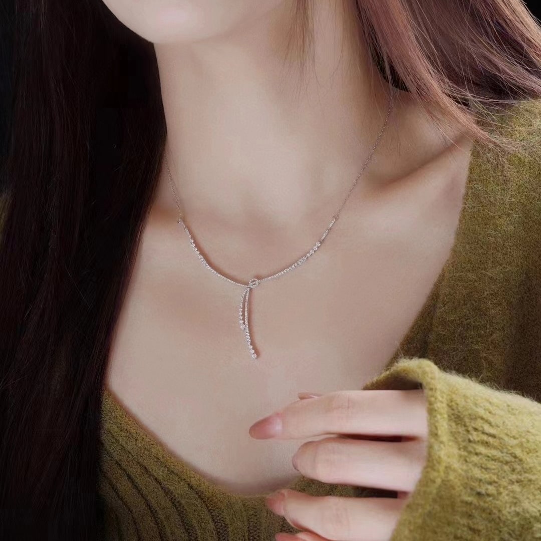 14k Gold 1.1 Ct Natural H Diamond Necklace - 6