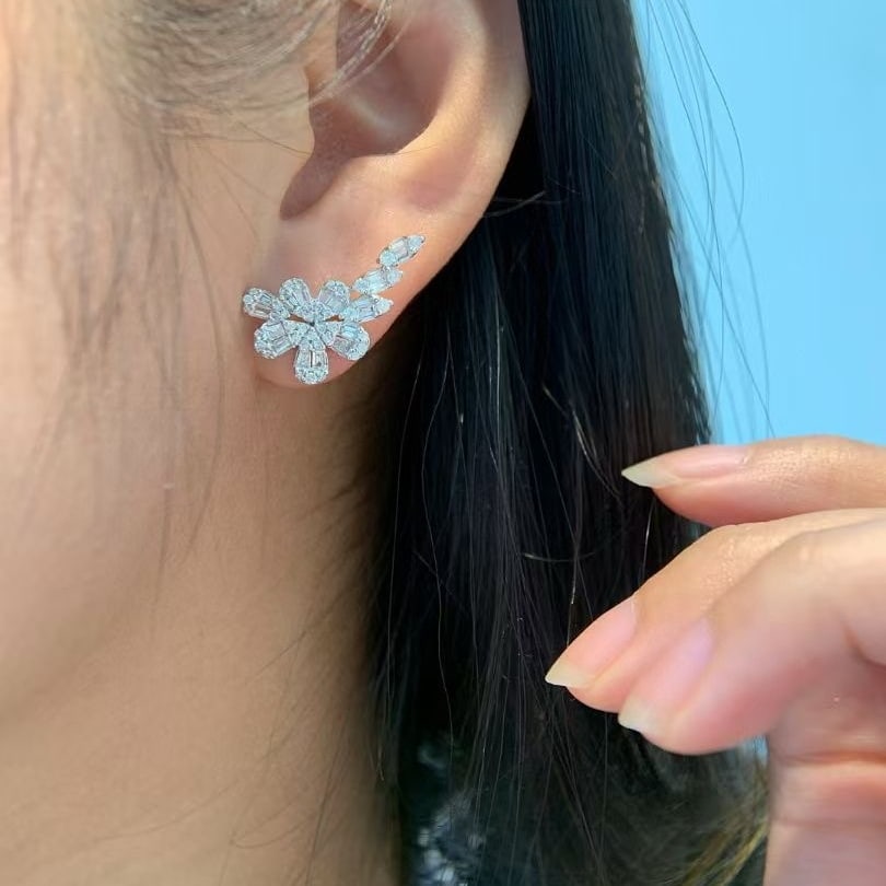 14k Gold 1.1 Ct Natural H Diamond Earrings - 2