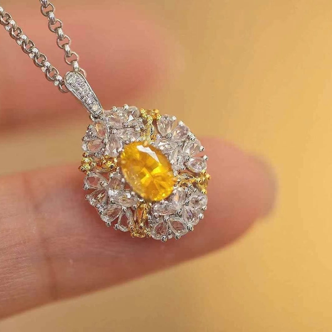 14k Gold 0.7 Ct Natural Sapphire & Sapphire & Diamond Pendant( Without Chain ) - 3