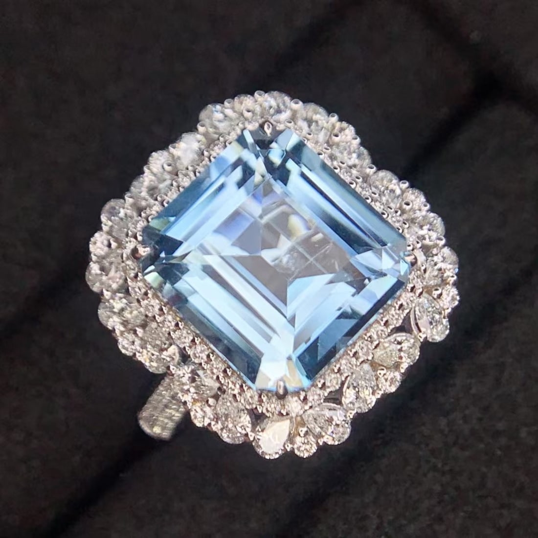 14k Gold 5.32 Ct Natural Aquamarine & Diamond Ring/pendant( Without Chain ) - 2