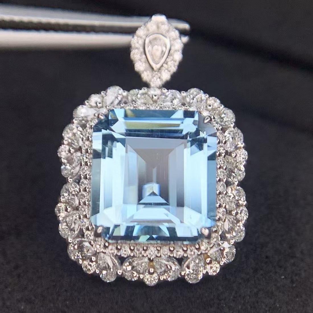 14k Gold 5.32 Ct Natural Aquamarine & Diamond Ring/pendant( Without Chain ) - 7