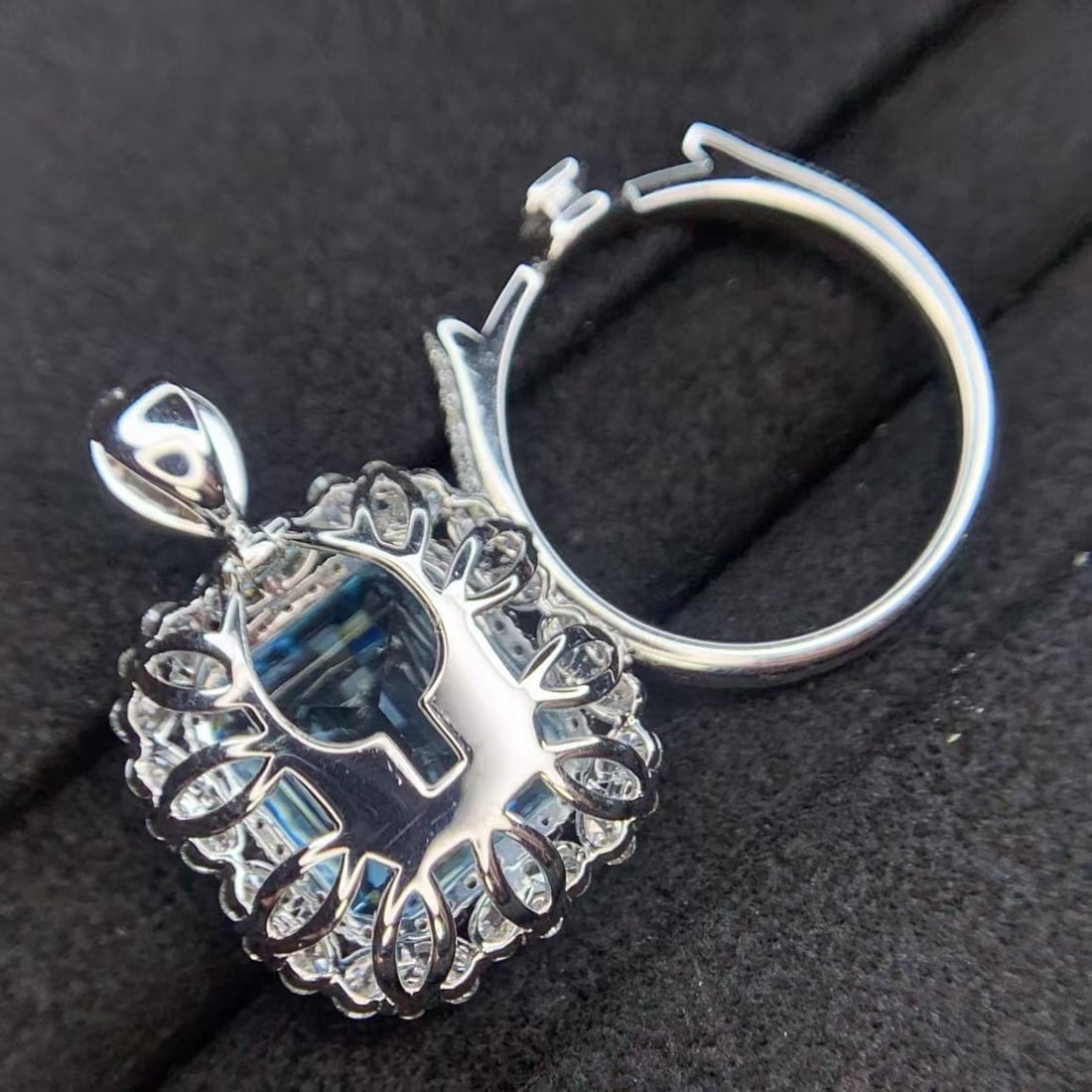 14k Gold 5.32 Ct Natural Aquamarine & Diamond Ring/pendant( Without Chain ) - 8