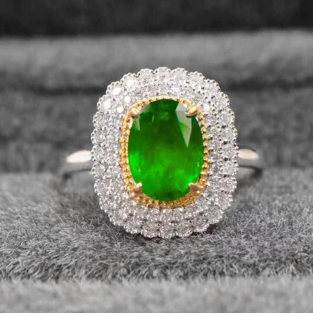14k Gold 1.63 Ctw Vivid Green Natural Emerald & Diamond Ring - 4