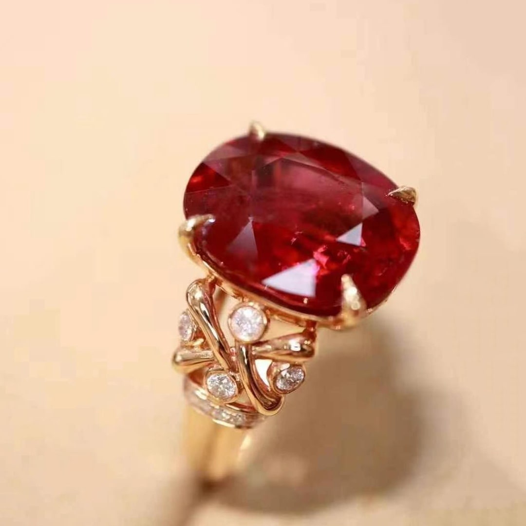 14k Gold 7.81 Ctw Natural Tourmaline & Diamond Ring - 6