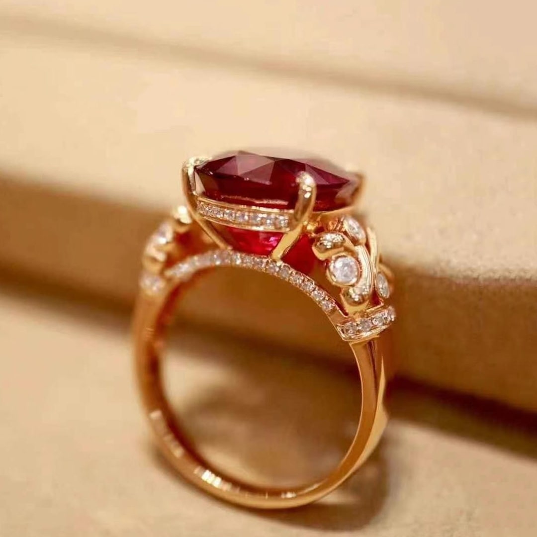 14k Gold 7.81 Ctw Natural Tourmaline & Diamond Ring - 7