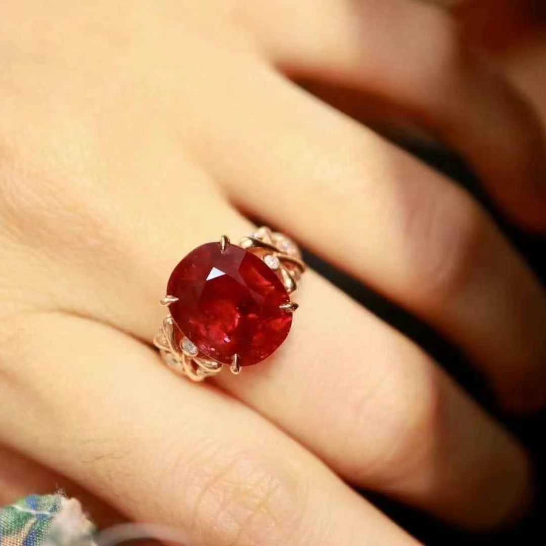 14k Gold 7.81 Ctw Natural Tourmaline & Diamond Ring - 8