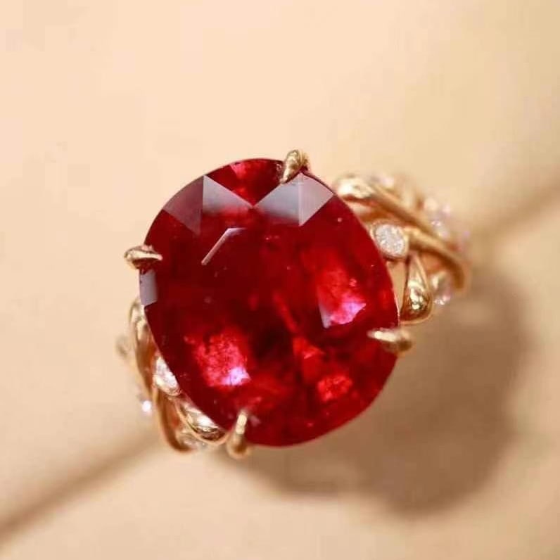 14k Gold 7.81 Ctw Natural Tourmaline & Diamond Ring - 9