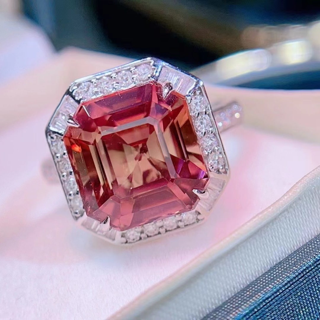 14k Gold 8.56 Ct Natural Tourmaline & Diamond Ring - 3