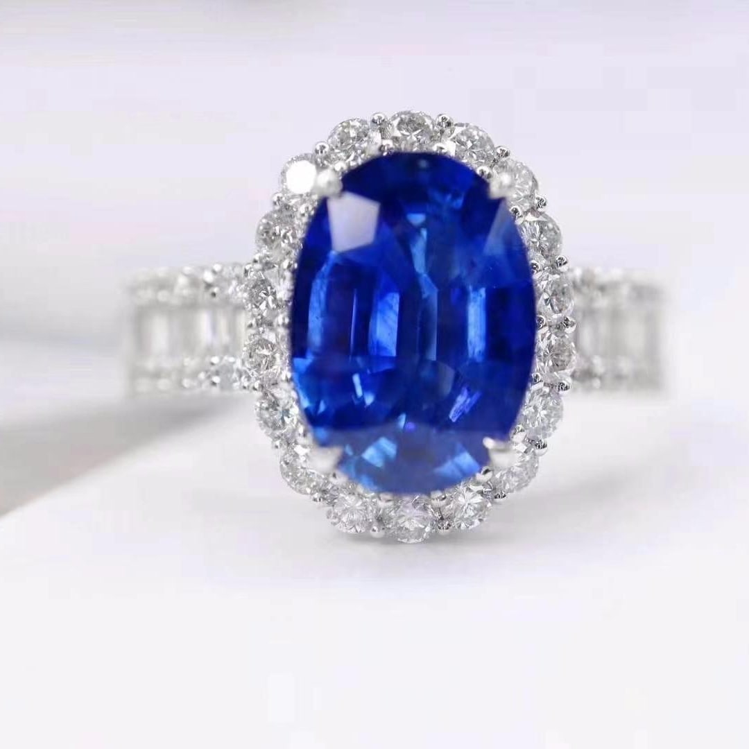 14k Gold 3.41 Ctw Natural Sapphire & Diamond Ring - 2