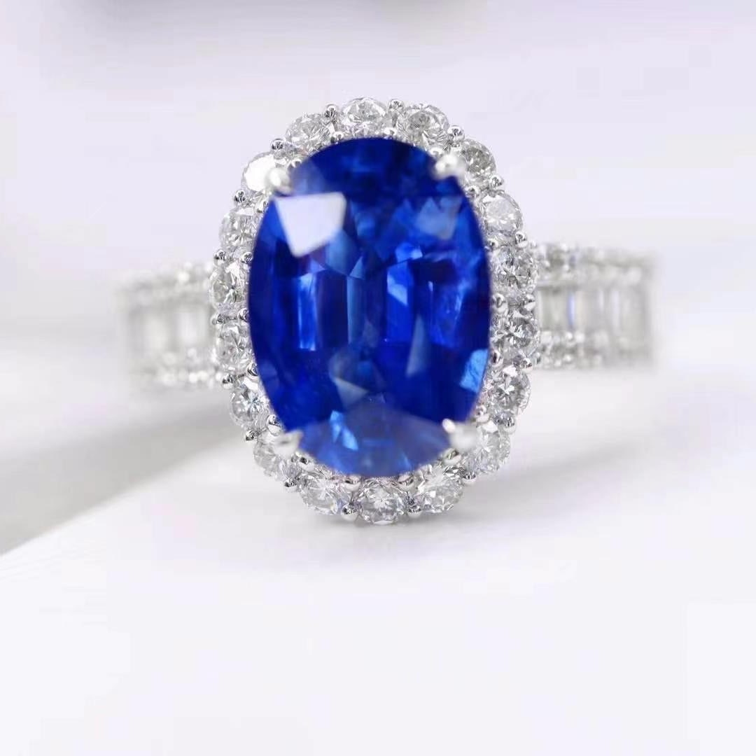 14k Gold 3.41 Ctw Natural Sapphire & Diamond Ring - 4