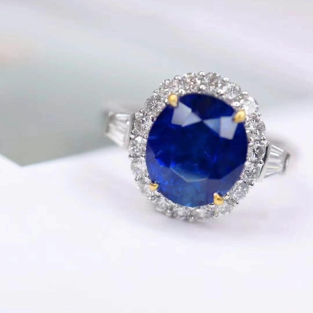 14k Gold 4.02 Ctw Natural Sapphire & Diamond Ring - 4