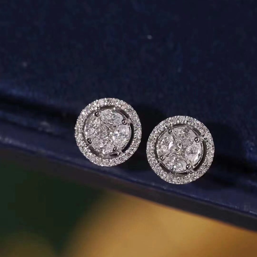 14k Gold 1.2 Ct Natural H Diamond Earrings - 2