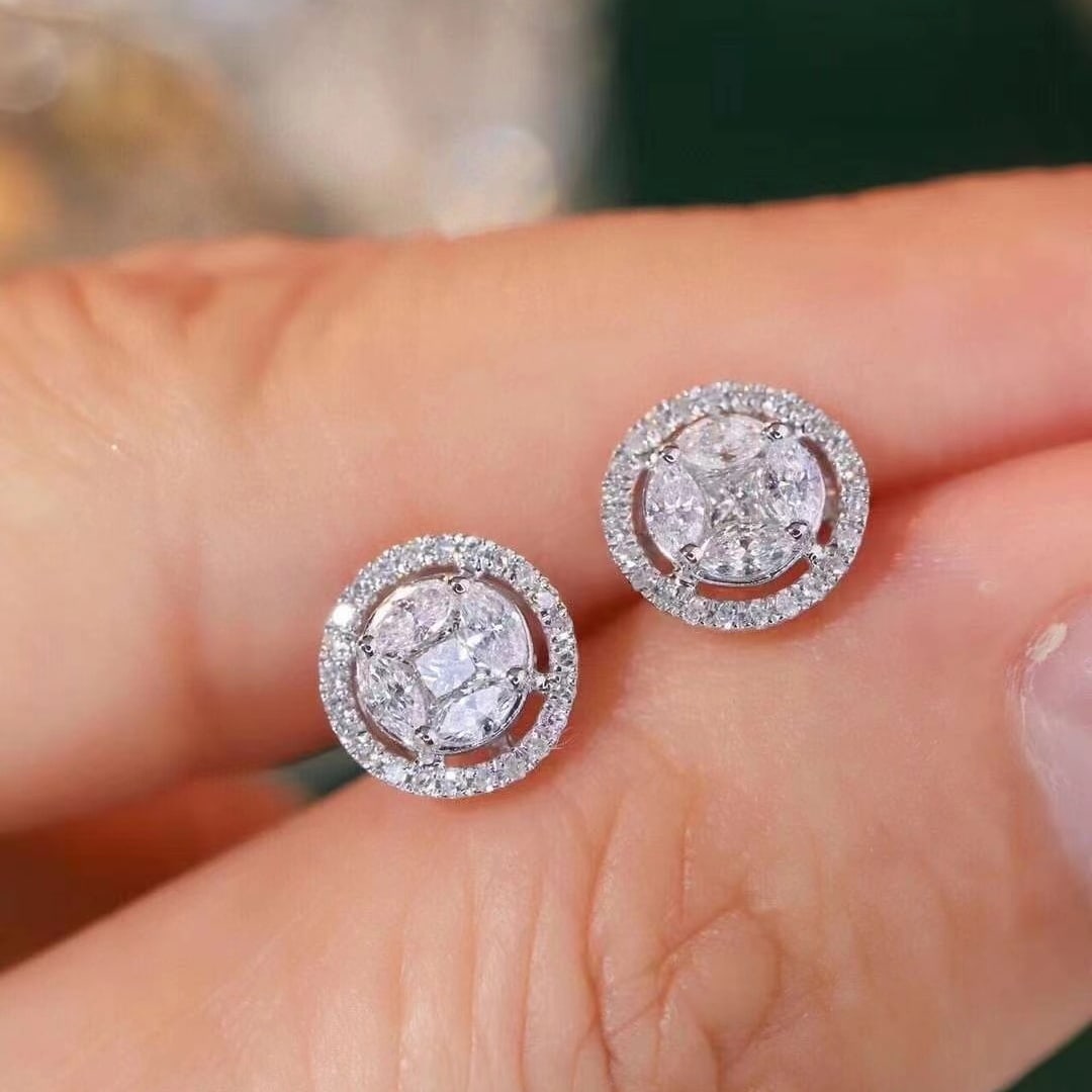 14k Gold 1.2 Ct Natural H Diamond Earrings - 3