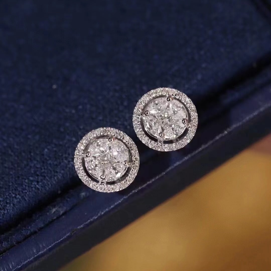 14k Gold 1.2 Ct Natural H Diamond Earrings - 5