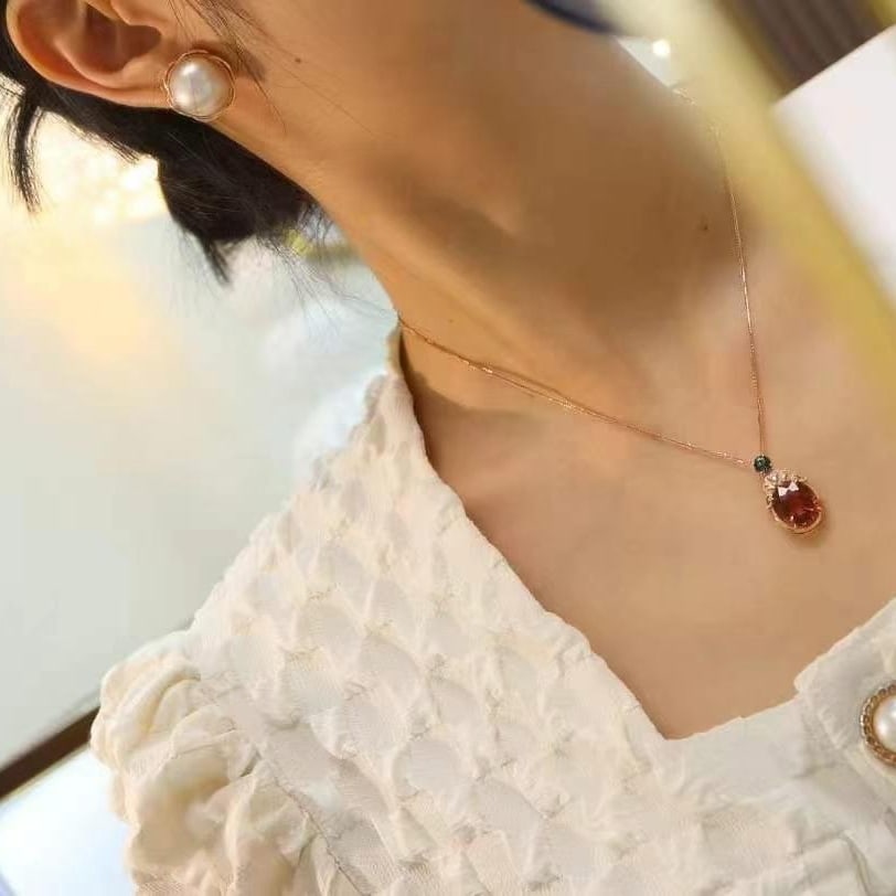 14k Gold 6.7 Ct Natural Tourmaline & Diamond Pendant( Without Chain ) - 6