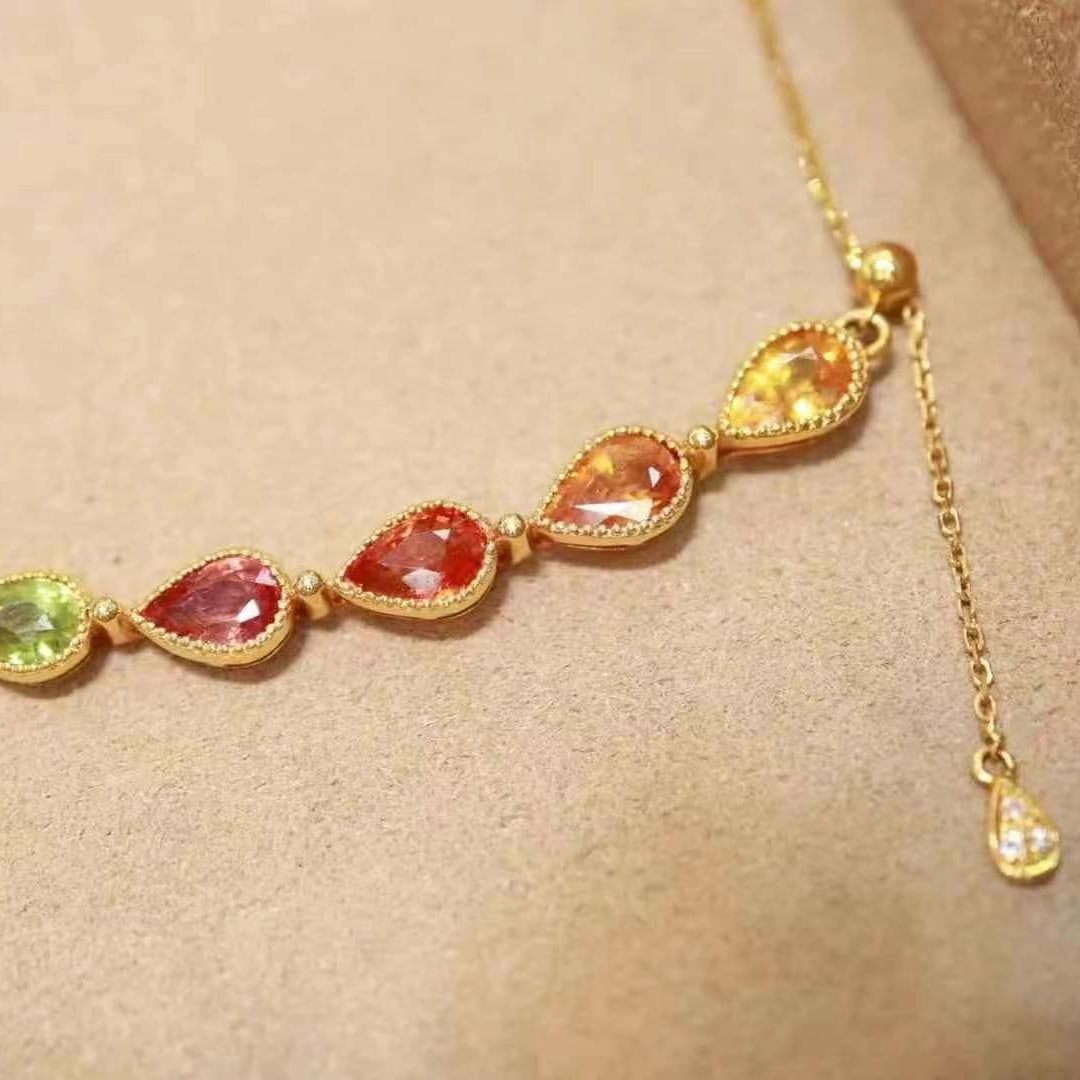 14k Gold 4.81 Ctw Natural Sapphire & Diamond Necklace - 2