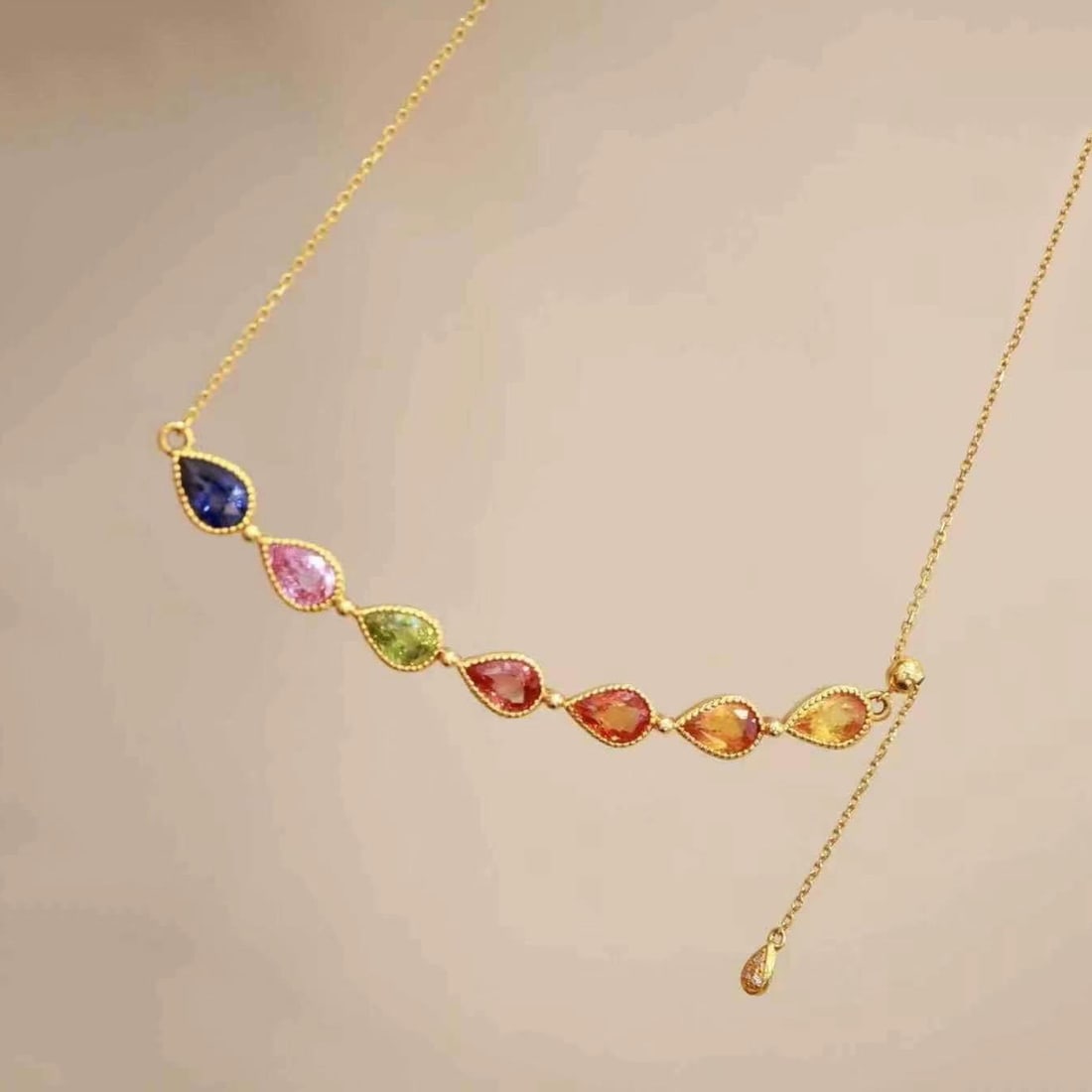 14k Gold 4.81 Ctw Natural Sapphire & Diamond Necklace - 8