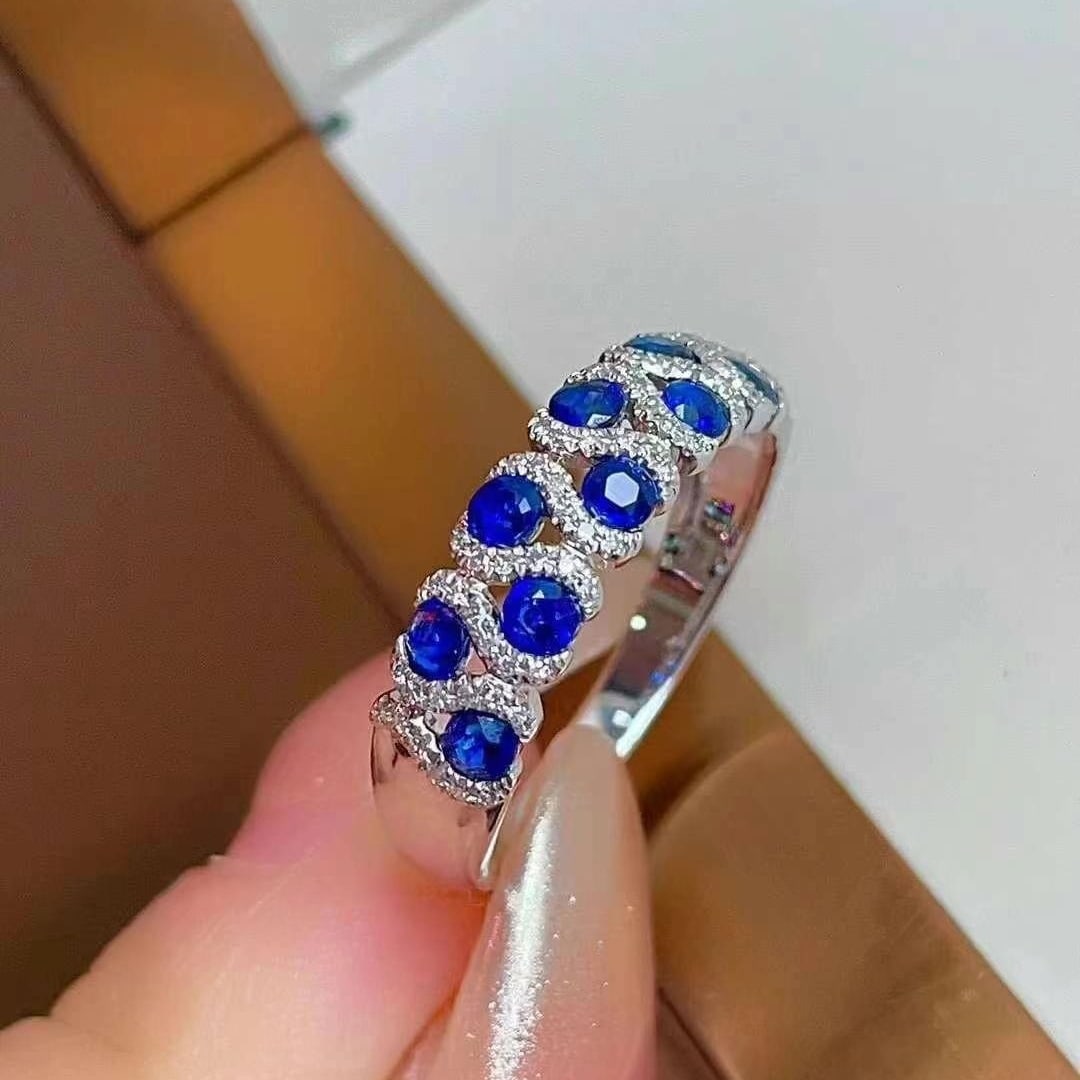 14k Gold 0.72 Ct Natural Sapphire & Diamond Ring - 3