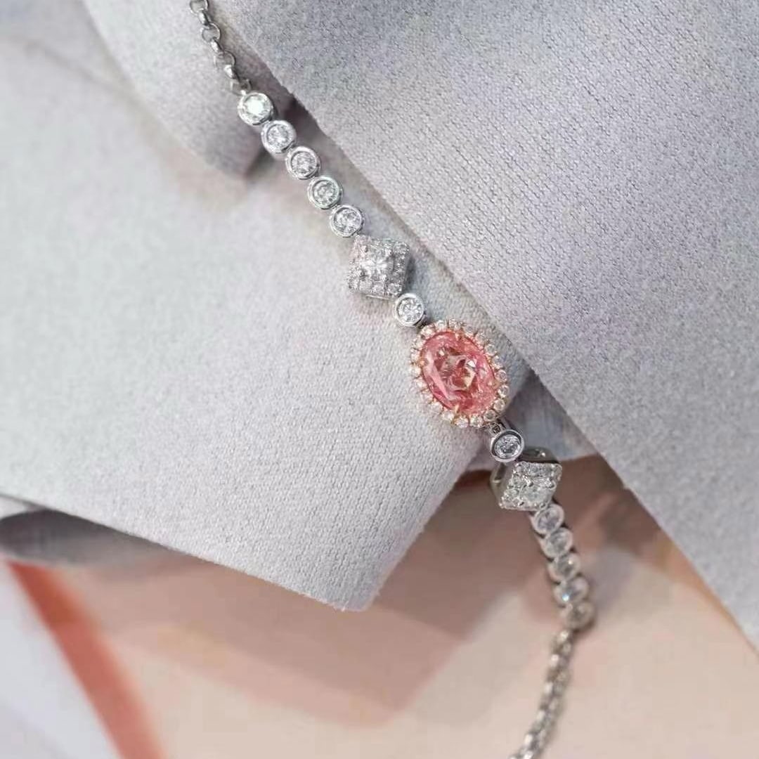 14k Gold 0.82 Ctw Natural Pink Diamond & Diamond Bracelet - 3