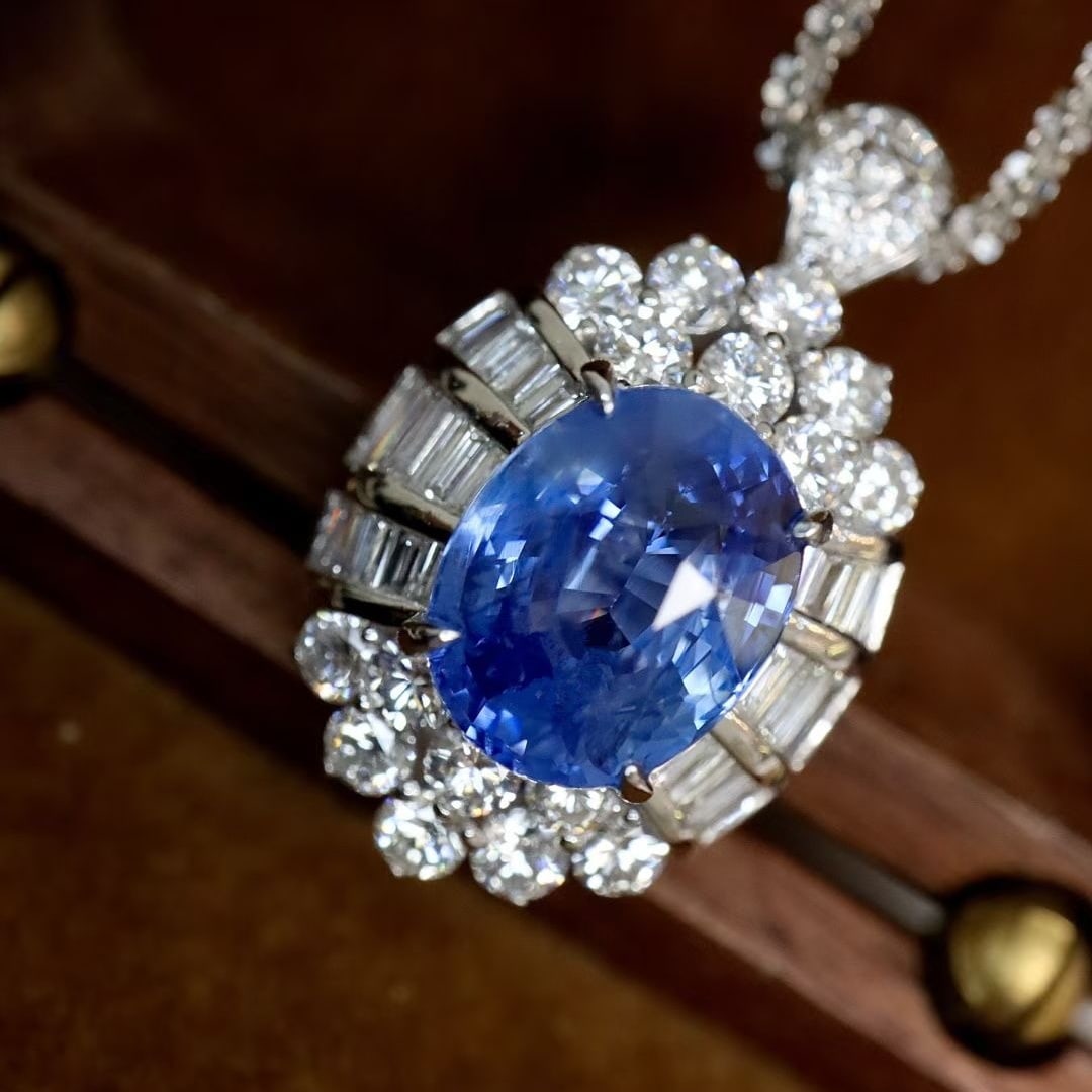 14k Gold 4.16 Ctw Natural Sapphire & Diamond Ring/pendant( Without Chain ) - 2