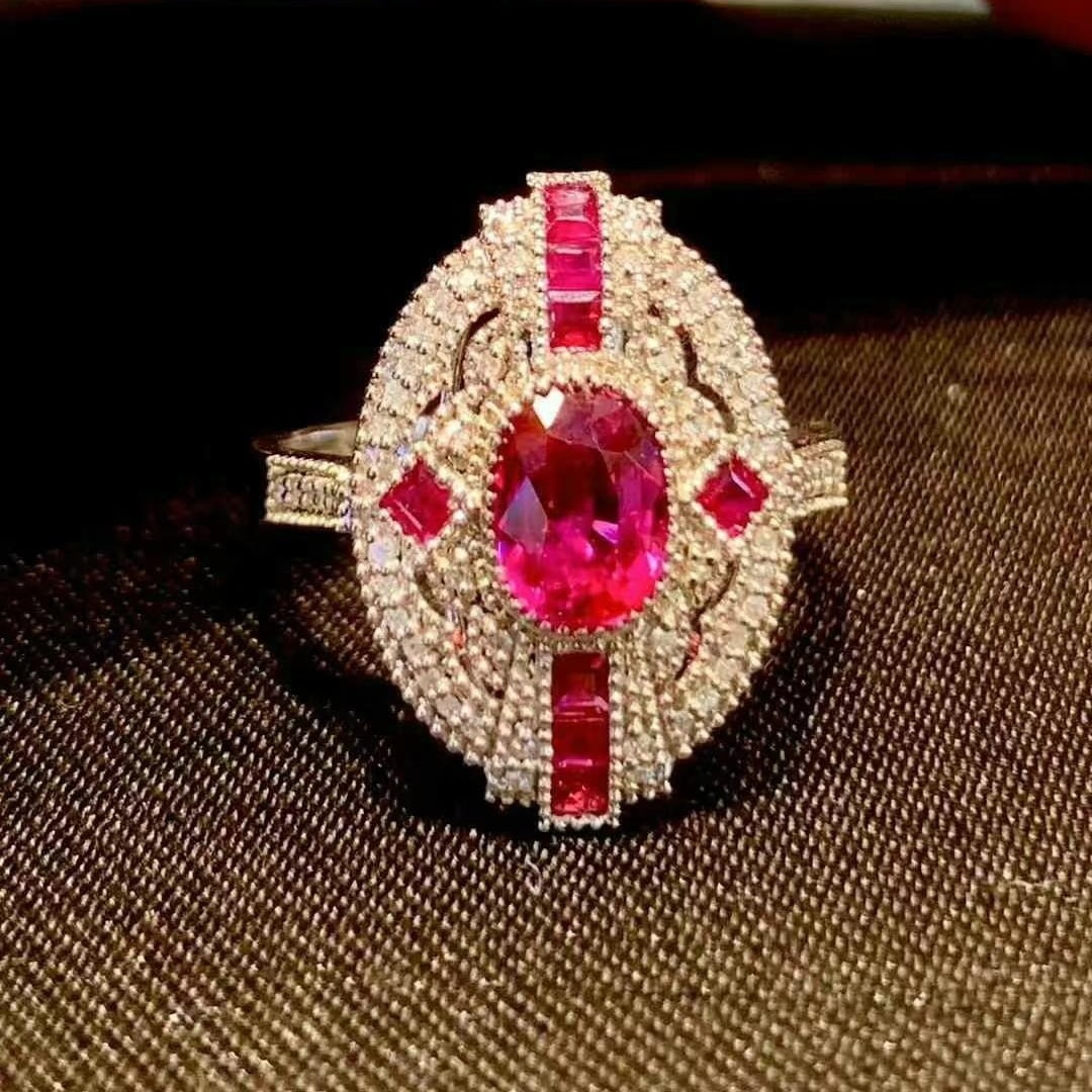 14k Gold 1.4 Ct Natural Ruby & Diamond Ring - 3