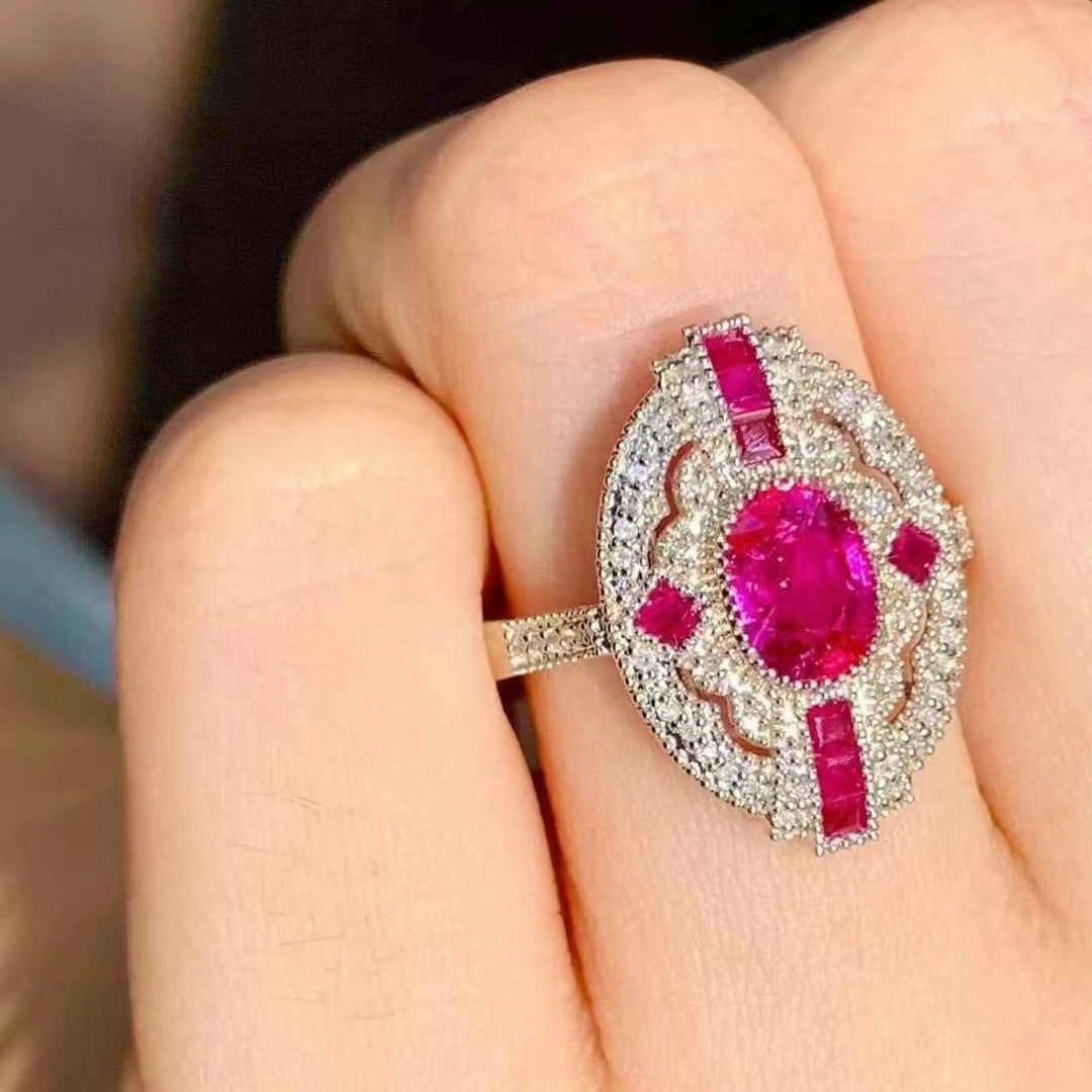 14k Gold 1.4 Ct Natural Ruby & Diamond Ring - 5