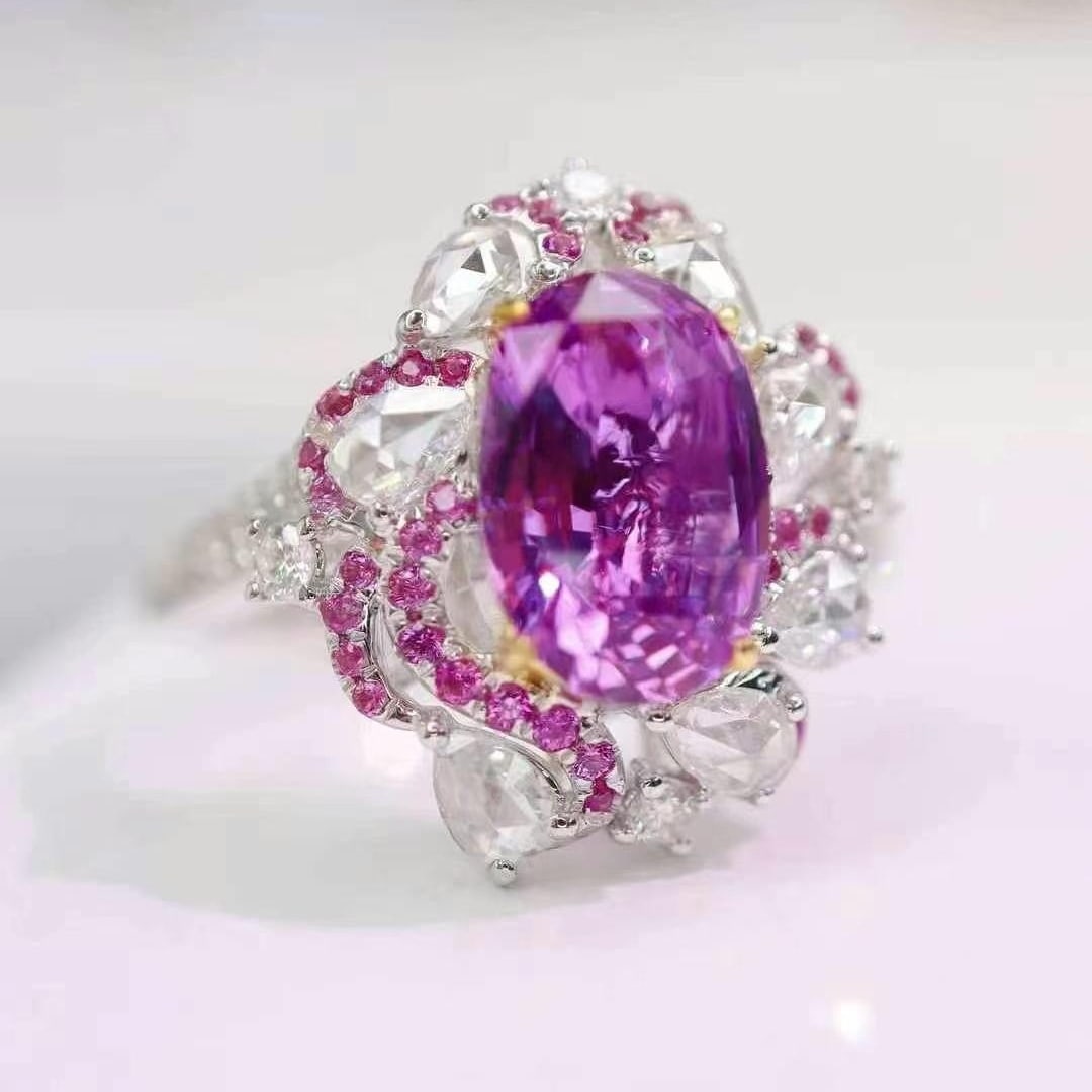 14k Gold 2.45 Ctw Natural Sapphire & Diamond Ring - 6