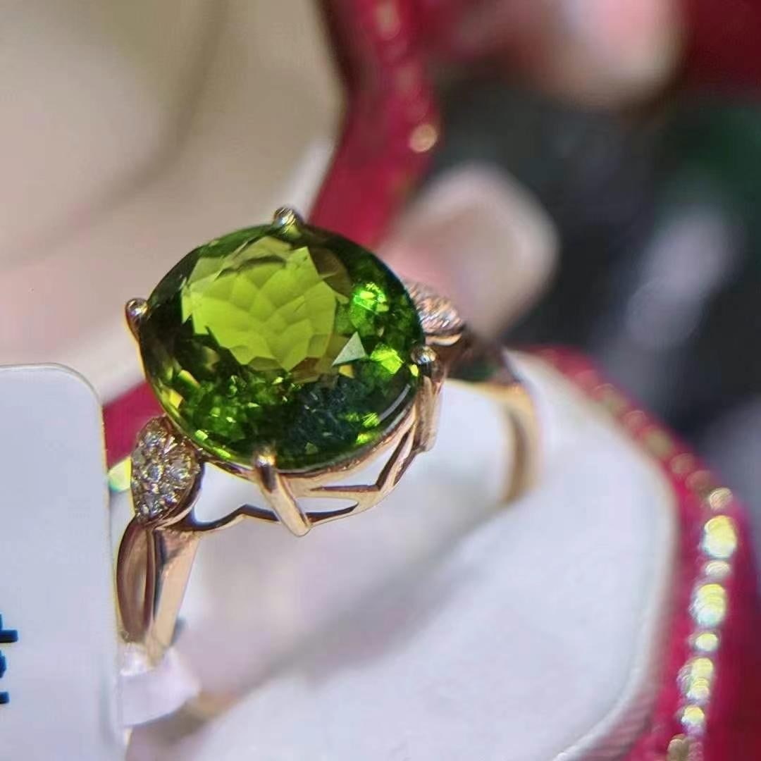 14k Gold 3 Ct Natural Tourmaline & Diamond Ring - 3