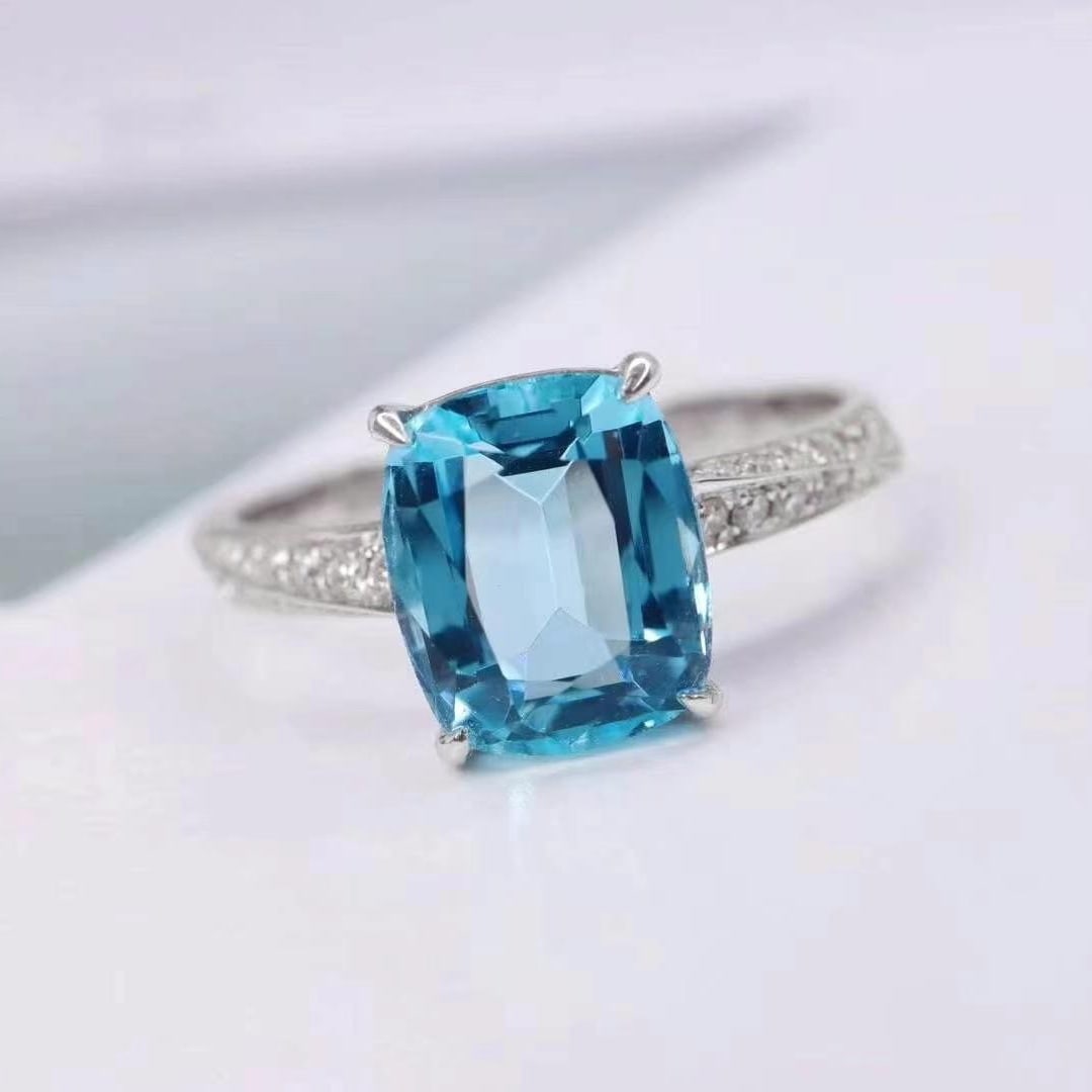 14k Gold 2.16 Ctw Natural Aquamarine & Diamond Ring - 2