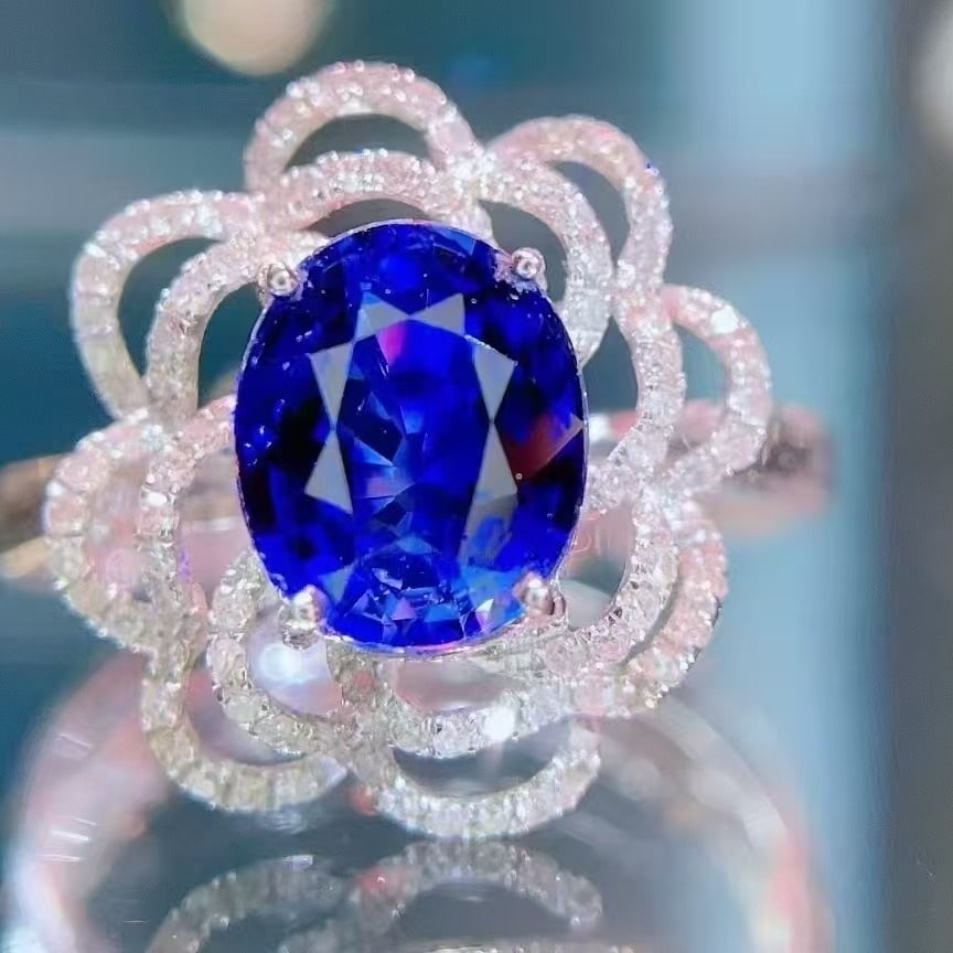 14k Gold 2.18 Ct Natural Sapphire & Diamond Ring - 2