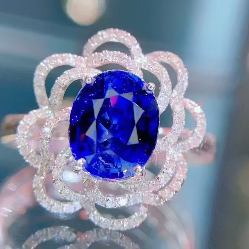 14k Gold 2.18 Ct Natural Sapphire & Diamond Ring - 3