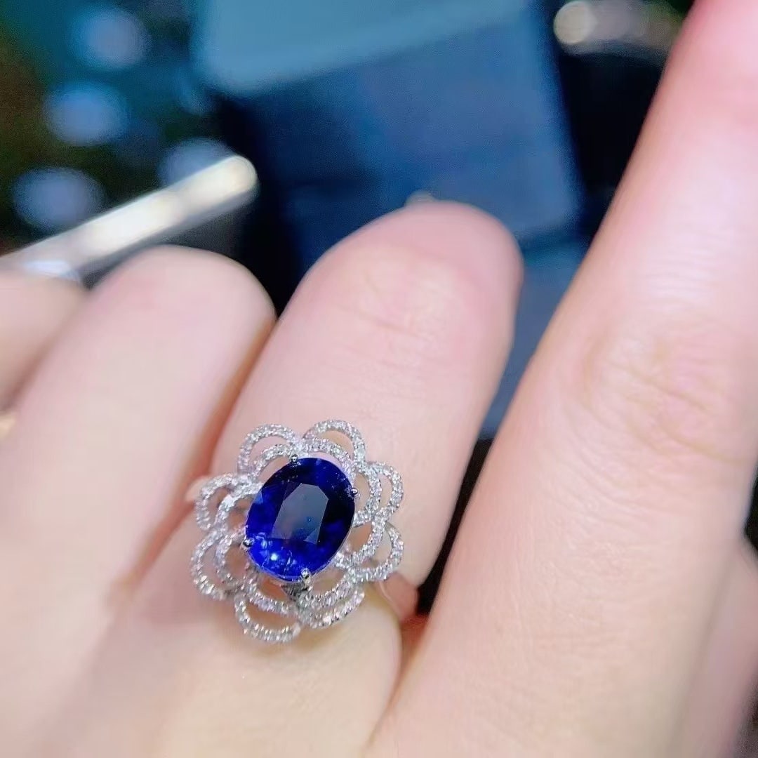 14k Gold 2.18 Ct Natural Sapphire & Diamond Ring - 5