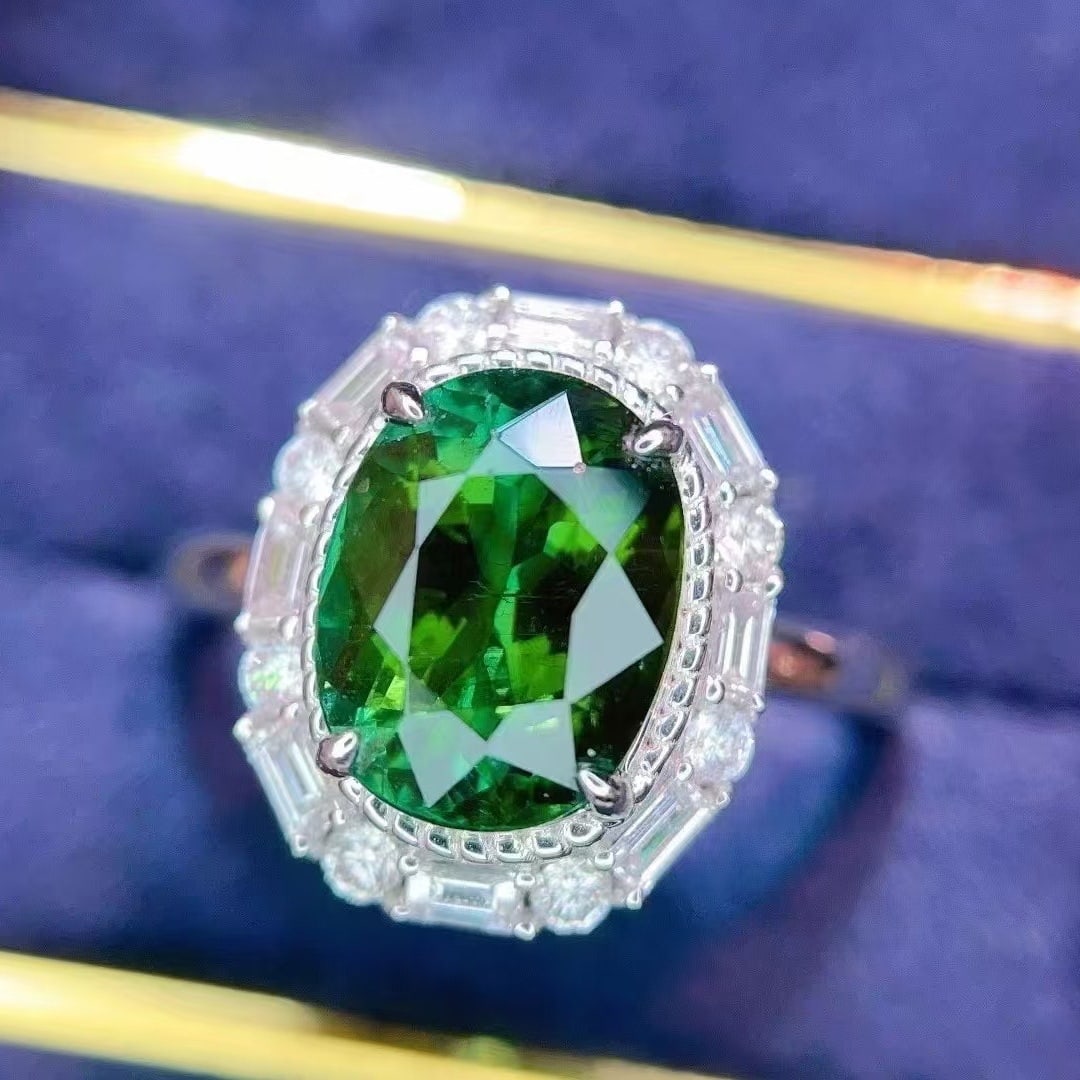 14k Gold 2.86 Ct Natural Tourmaline & Diamond Ring - 2