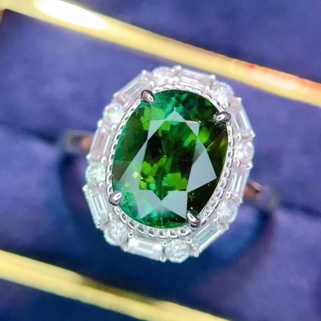 14k Gold 2.86 Ct Natural Tourmaline & Diamond Ring - 3