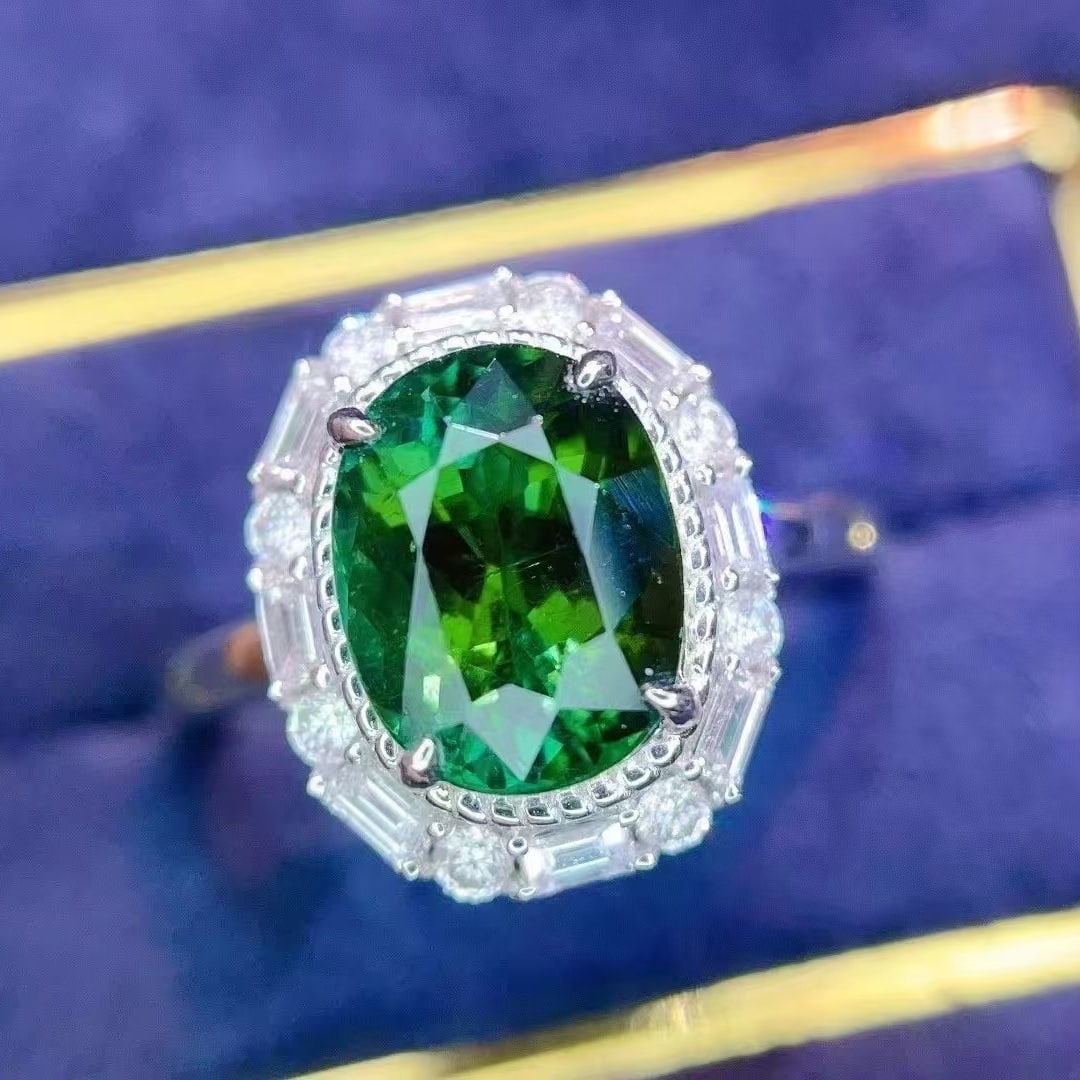 14k Gold 2.86 Ct Natural Tourmaline & Diamond Ring - 5