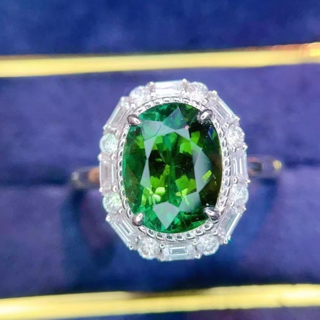 14k Gold 2.86 Ct Natural Tourmaline & Diamond Ring - 6