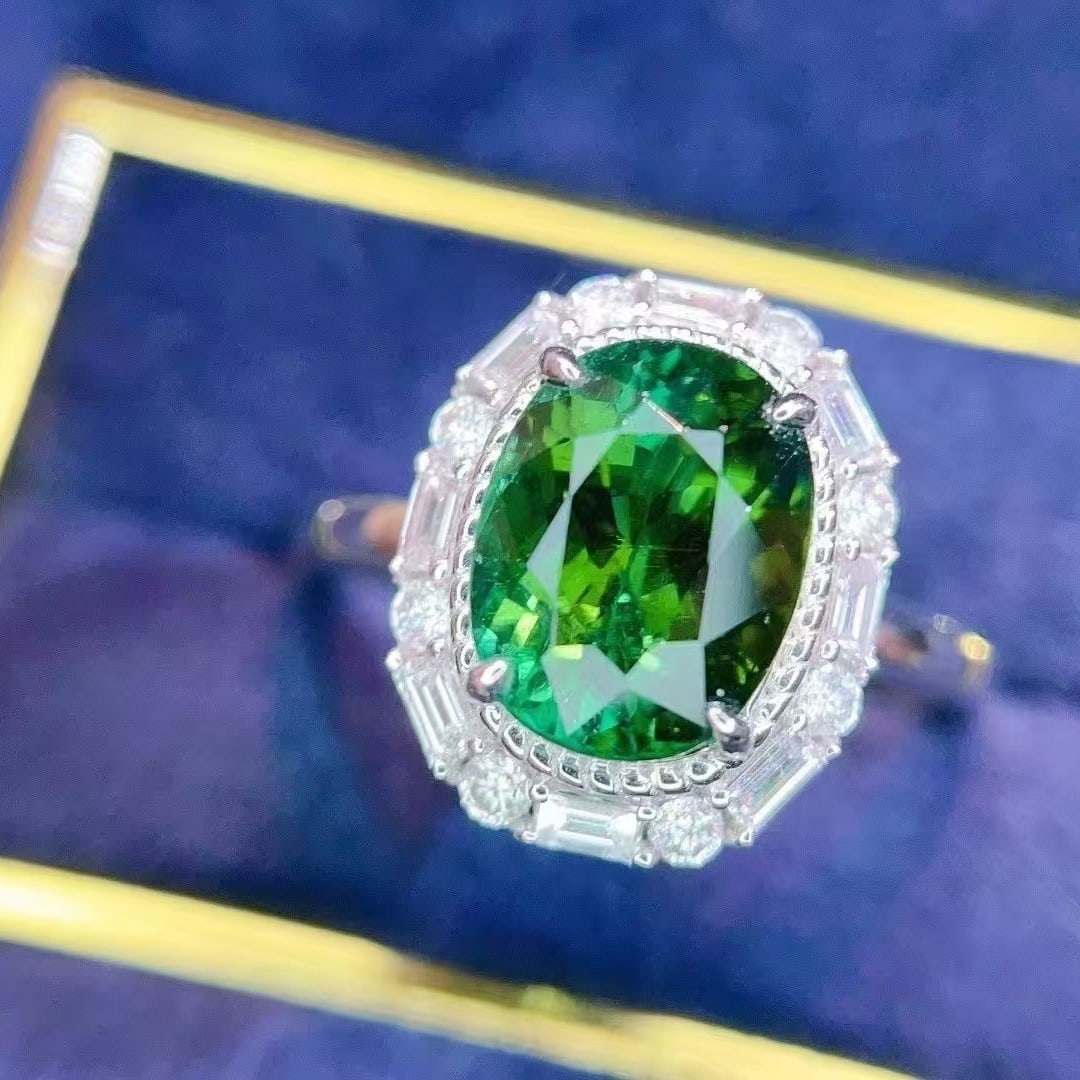 14k Gold 2.86 Ct Natural Tourmaline & Diamond Ring - 7