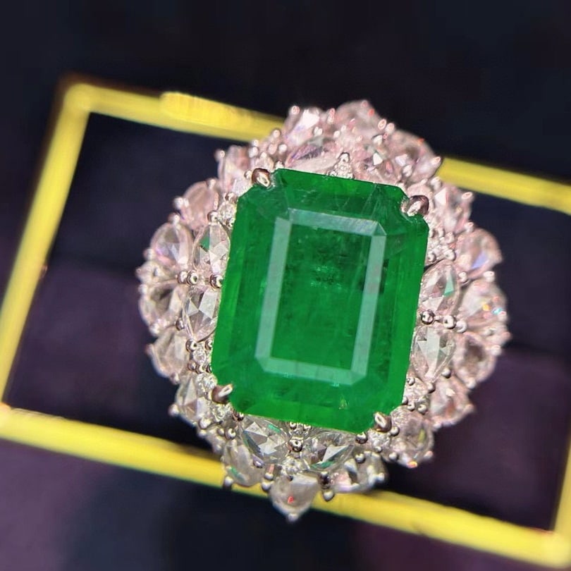 14k Gold 4.45 Ct Vivid Green Natural Emerald & Diamond Ring/pendant( Without Chain ) - 6