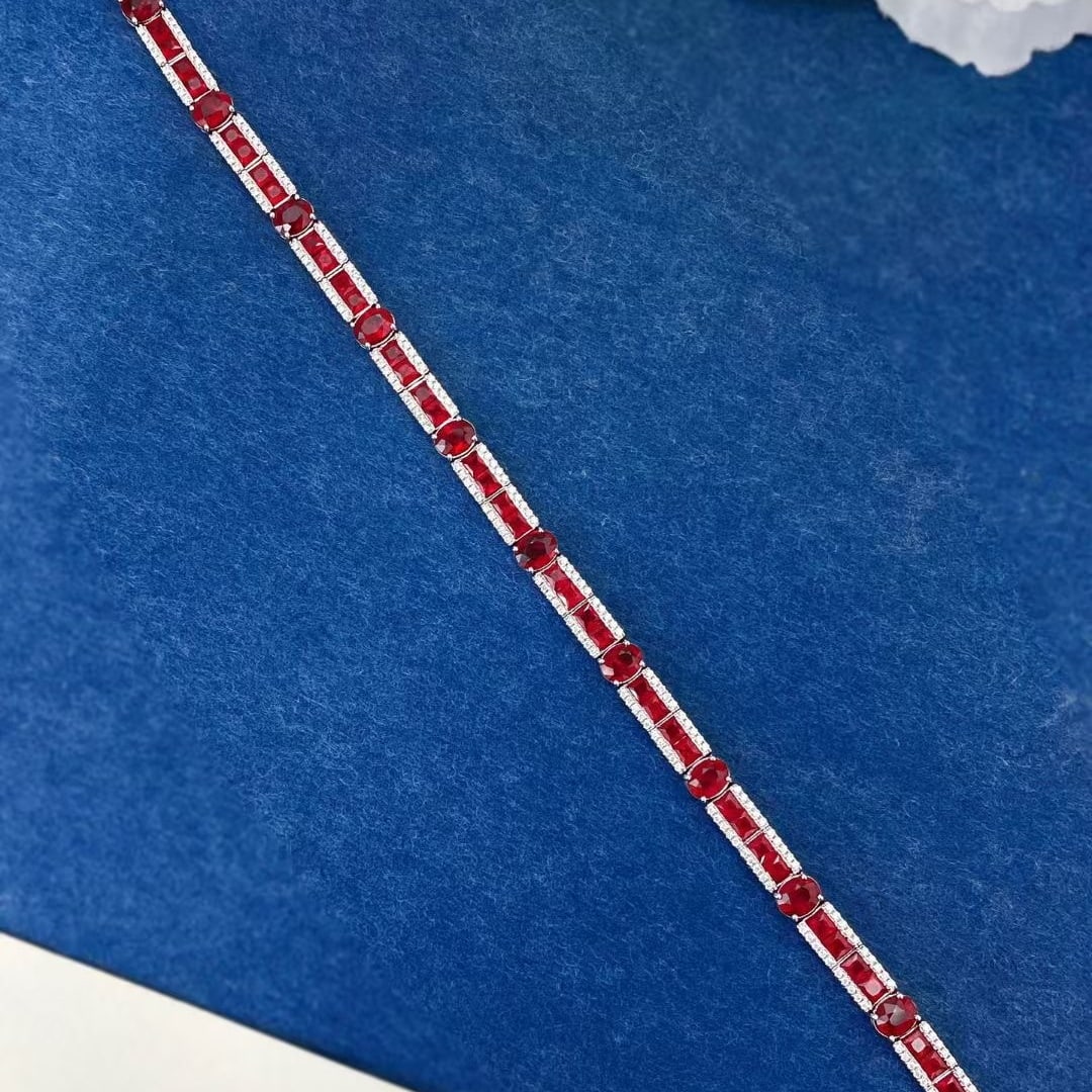 14k Gold 10.34 Ctw Natural Ruby & Diamond Bracelet - 4