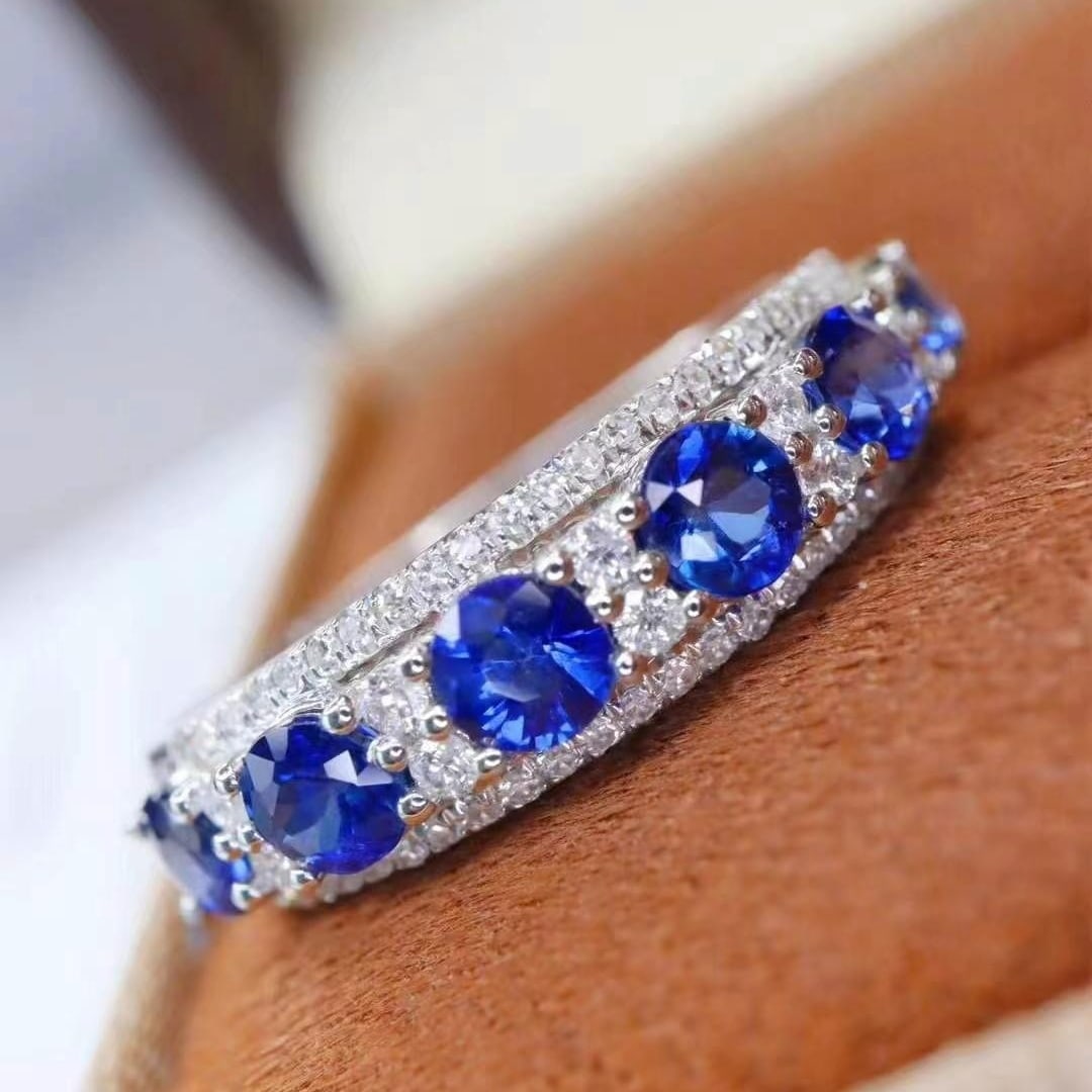 14k Gold 1.54 Ctw Natural Sapphire & Diamond Ring - 2