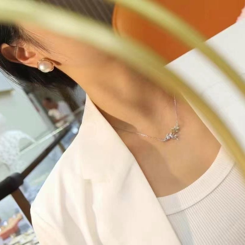 14k Gold 0.37 Ct Natural Color Diamond Necklace - 4