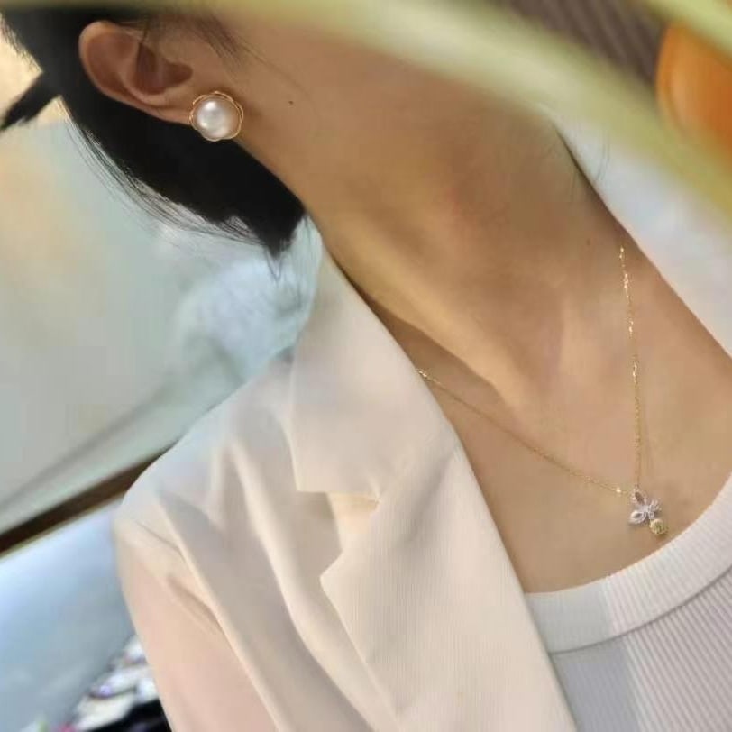 14k Gold 0.43 Ct Natural Color Diamond Necklace - 5