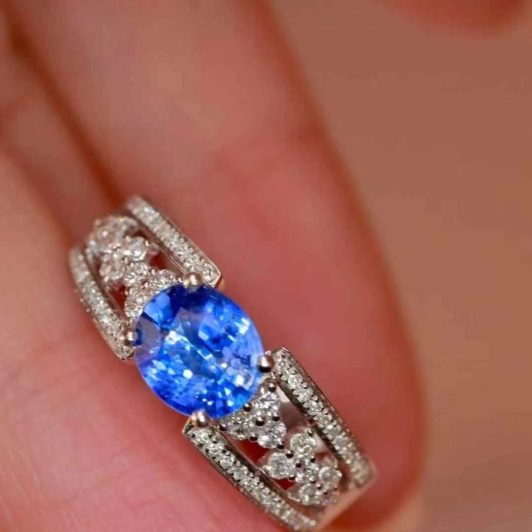 14k Gold 1.42 Ctw Natural Sapphire & Diamond Ring - 4