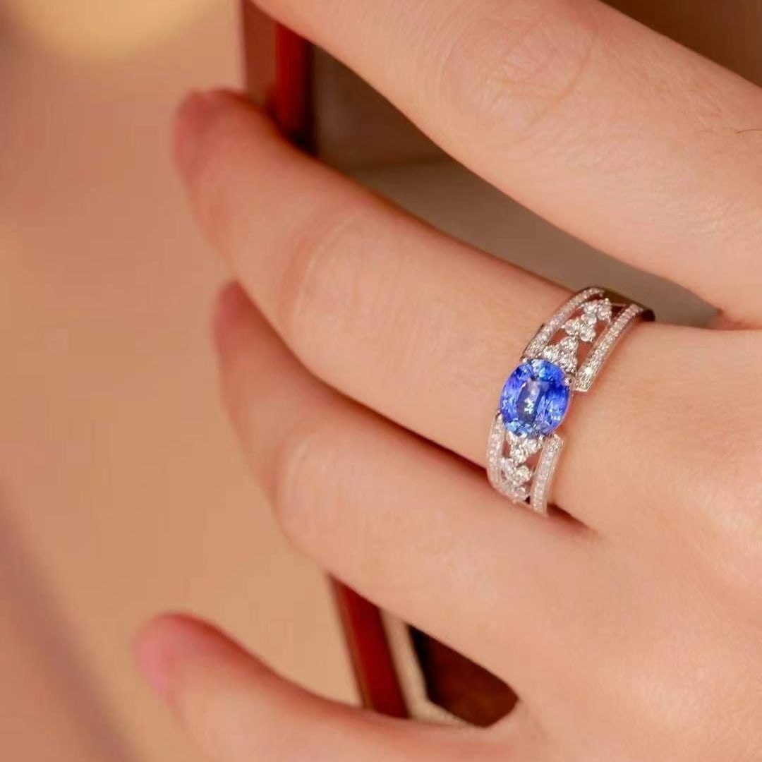 14k Gold 1.42 Ctw Natural Sapphire & Diamond Ring - 7