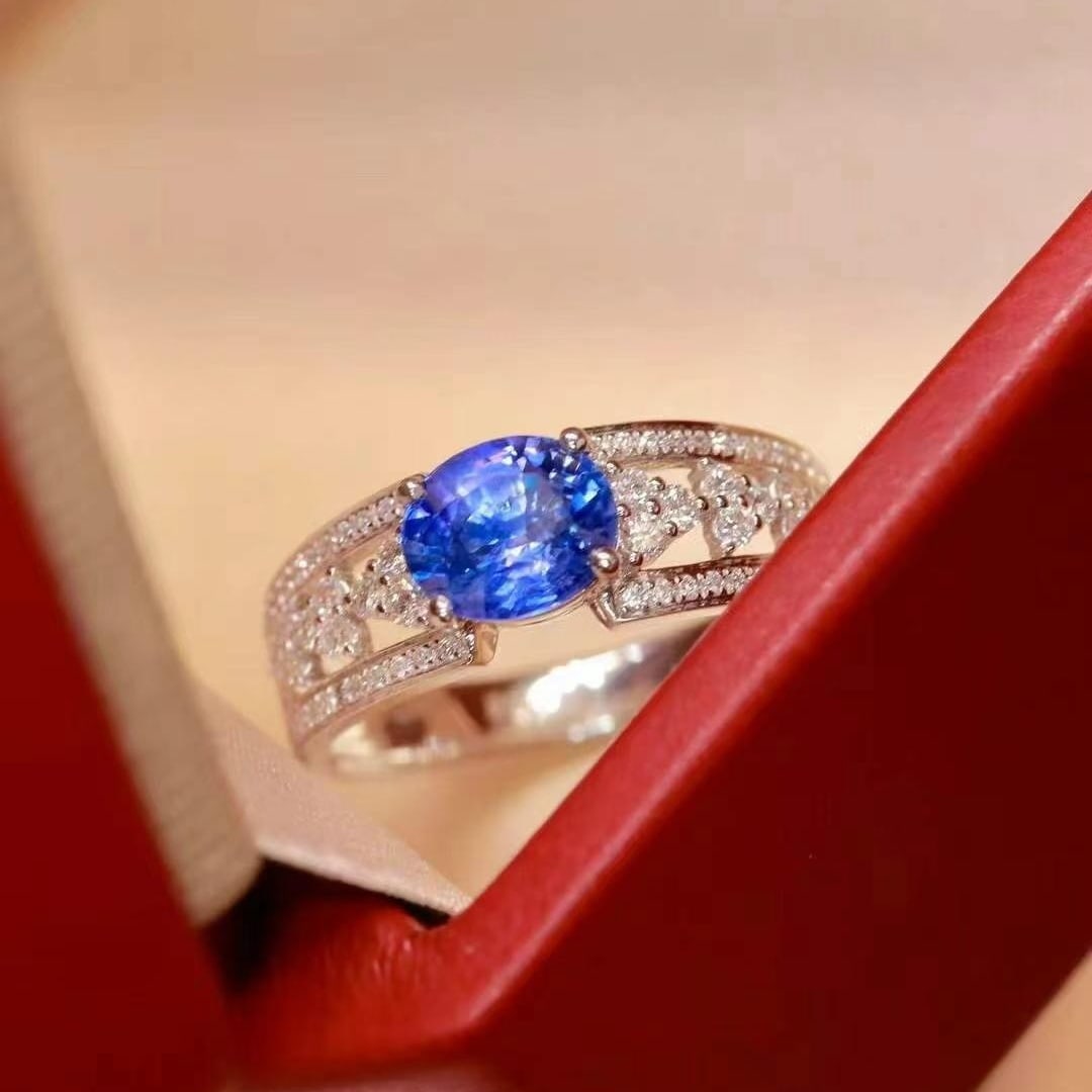 14k Gold 1.42 Ctw Natural Sapphire & Diamond Ring - 8